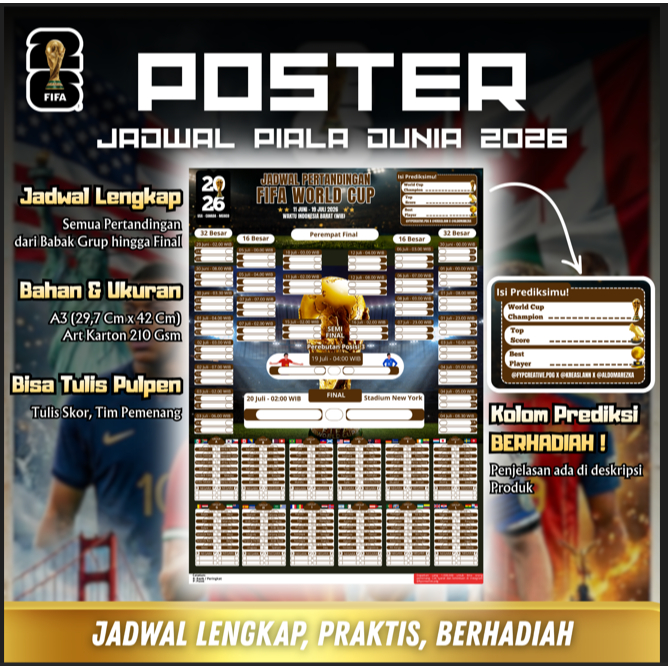 POSTER JADWAL PIALA DUNIA 2026 | POSTER WORLD CUP CHAMPION 2026