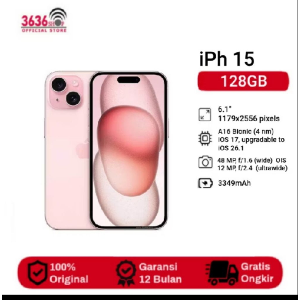 iPhone 15 Second Inter Original 128GB - Garansi 7 Hari, Simlock RSIM Tanam