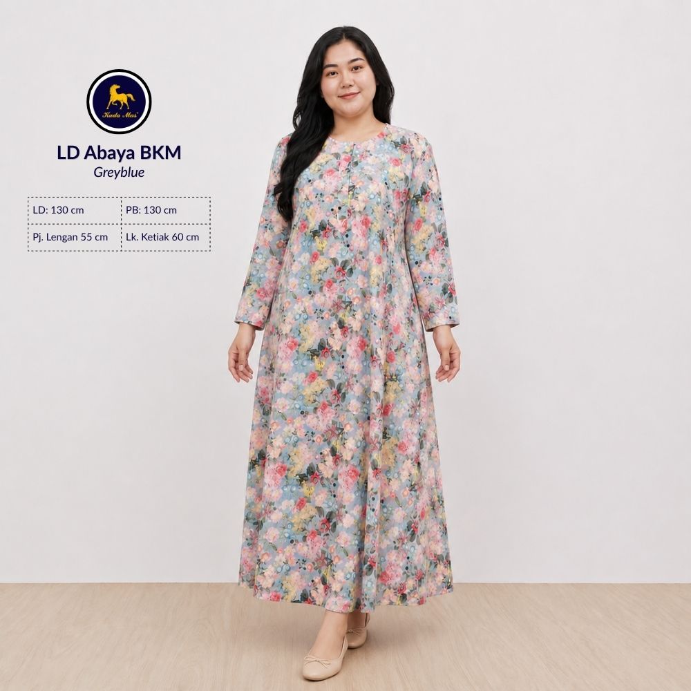 Batik Kuda Mas Jumbo Longdrees ABAYA LD-130 Batik Print | Daster Lengan Panjang Semata Kaki Busui