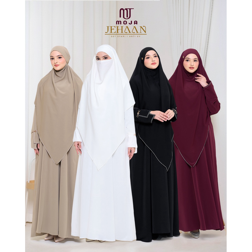 Abaya Jehaan Set French Khimar Anti UV~Gamis  Set Syari Haji Umroh