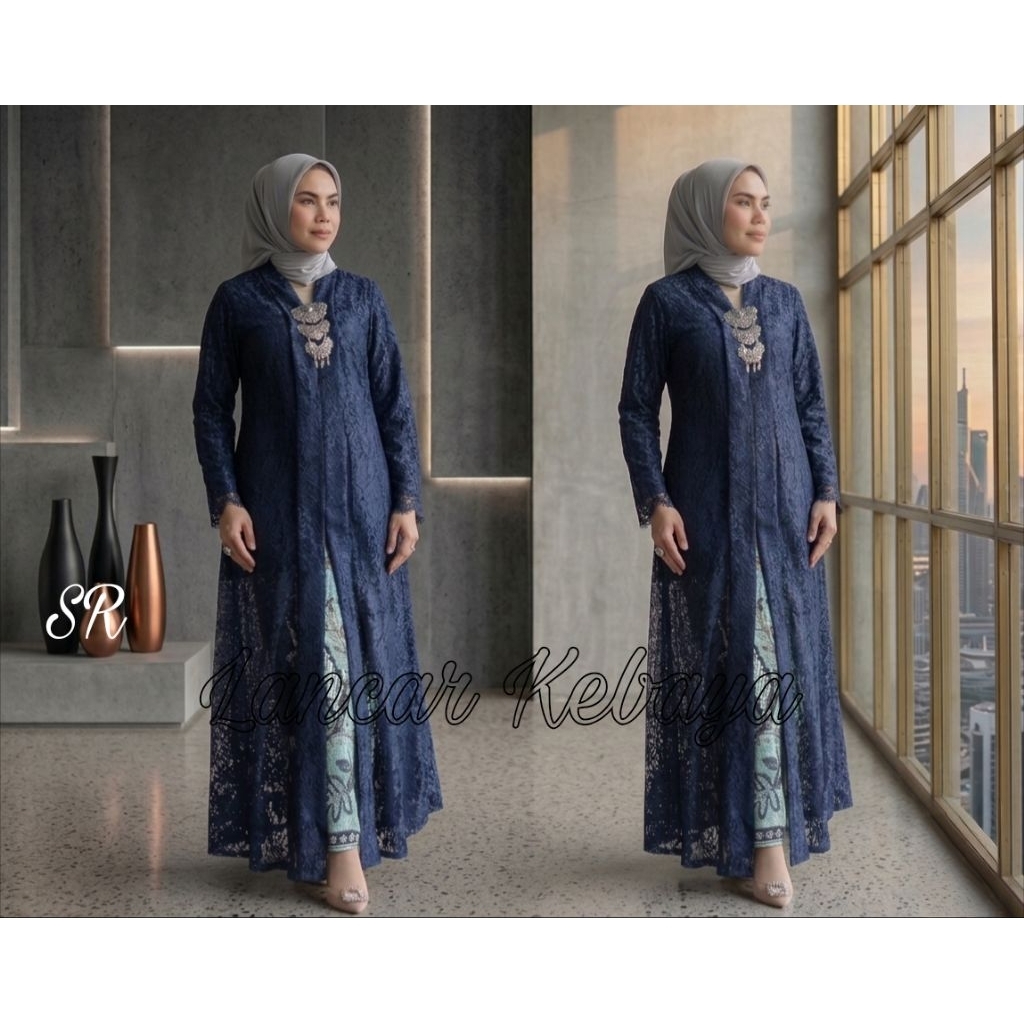 Kebaya long floy modern / kebaya pesta / kebaya kondangan /kebaya brokat / kebaya hayati
