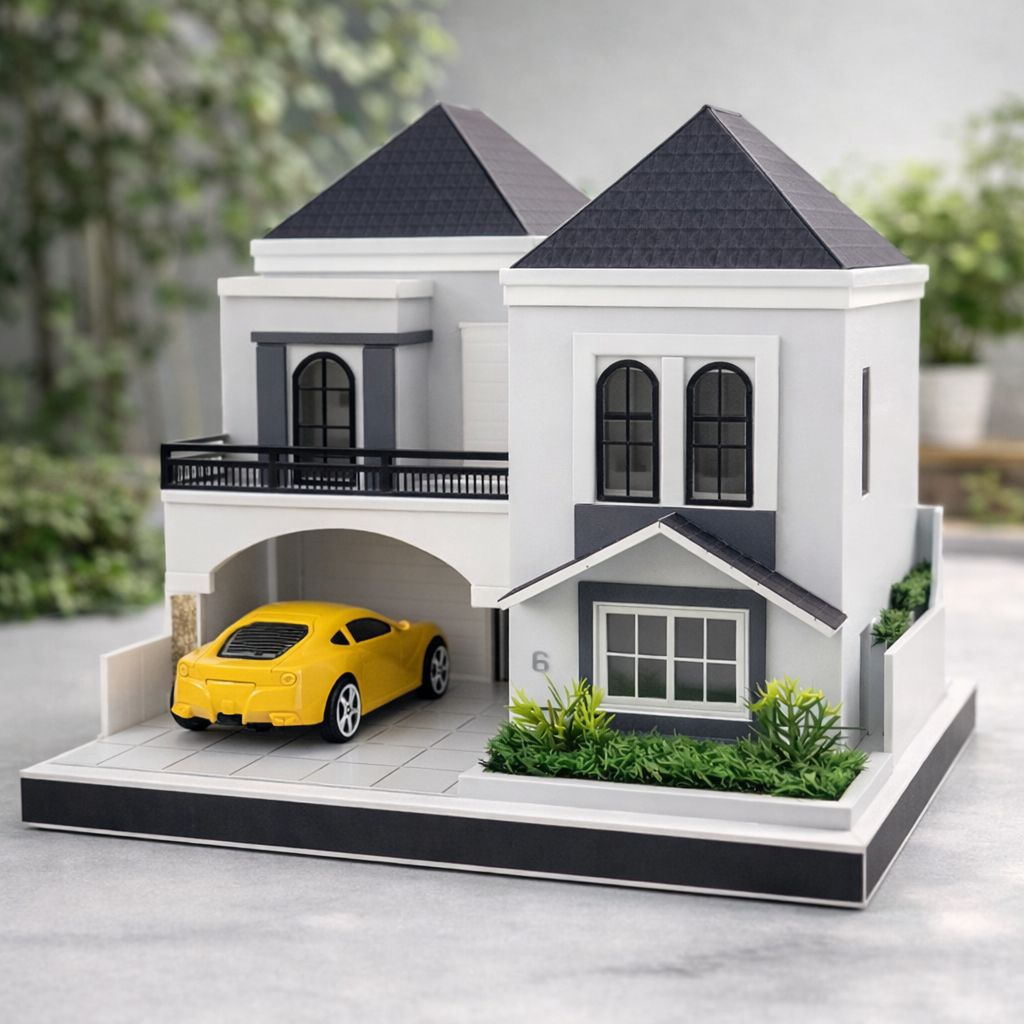 miniatur rumah neo classic minimalis 2 lantai