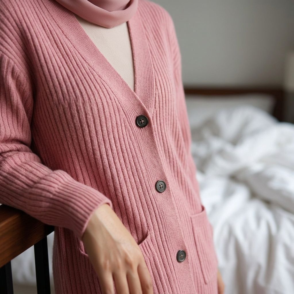 Cardigan Long Wanita Rajut Premium Lengan Panjang Kancing Depan 2 Saku Outer Muslimah Casual Oversiz