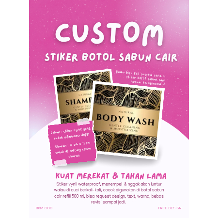custom label stiker botol sabun cair refill aesthetic anti air