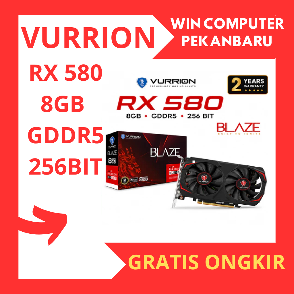 VGA VURRION RX580 8GB GDDR5 256-bit VURRION BLAZE RADEON RX 580