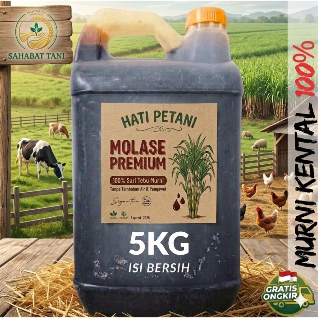 [ASLI] Molase Premium 5 kg Sari Tebu Murni - Cairan Tetes Tebu Kental Super Berkualitas