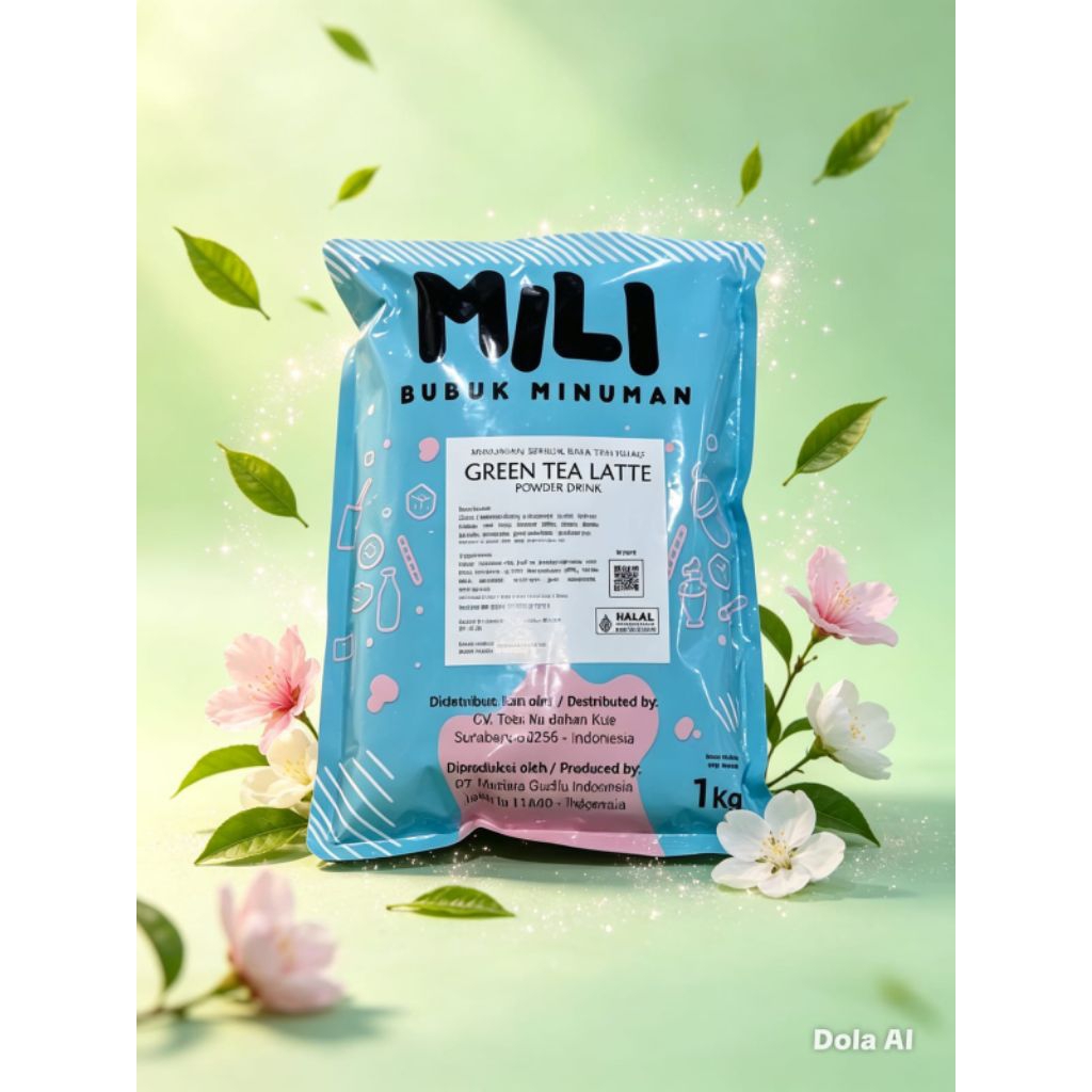 Mili Bubuk Minuman 1KG Green Tea Latte – Bubuk Matcha Instant Premium HALAL & BPOM untuk Bisnis F&B 