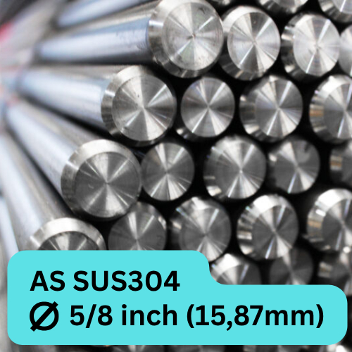 Stainless Steel Round Bar AS SS304 5/8 inch (15.87mm) Batang, Rods, Shaft SUS304 per CM