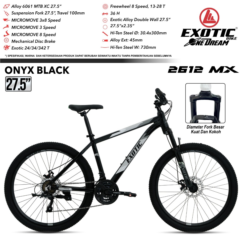 SEPEDA GUNUNG MTB 24 26 27.5 INCH EXOTIC 2612 AF / EXOTIC 2612 MX