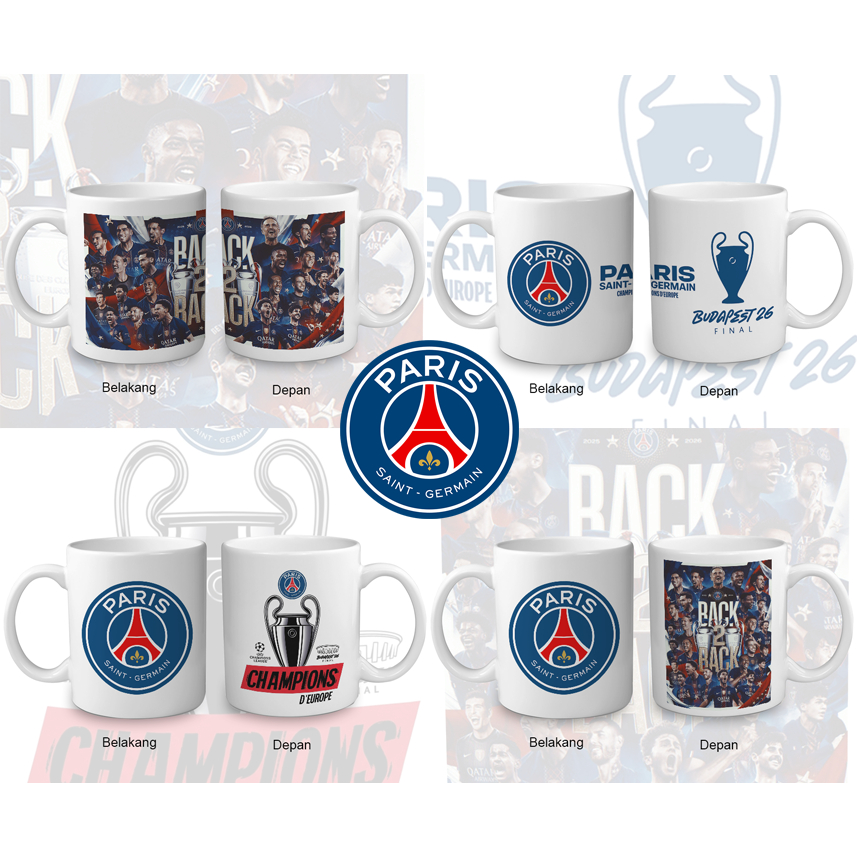Mug /Gelas Paris Saint Germain Juara Champions 26