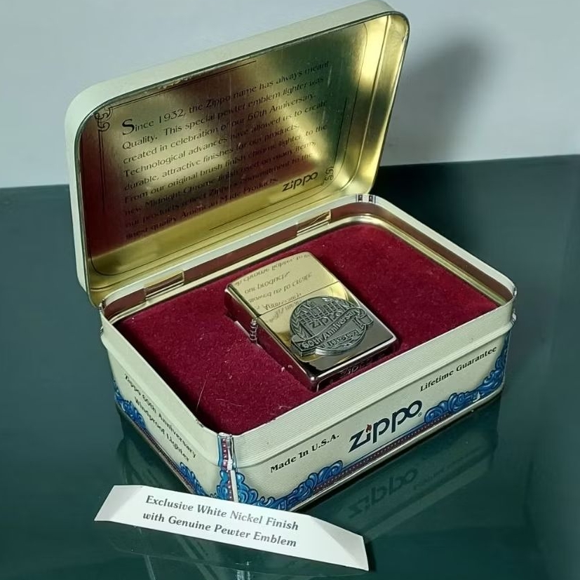 ZIPPO COLLECTIBLE OF THE YEAR / COTY TAHUN 1992 COMMEMORATIVE 60TH ANNIVERSARY WITH NICKEL FINISH EU
