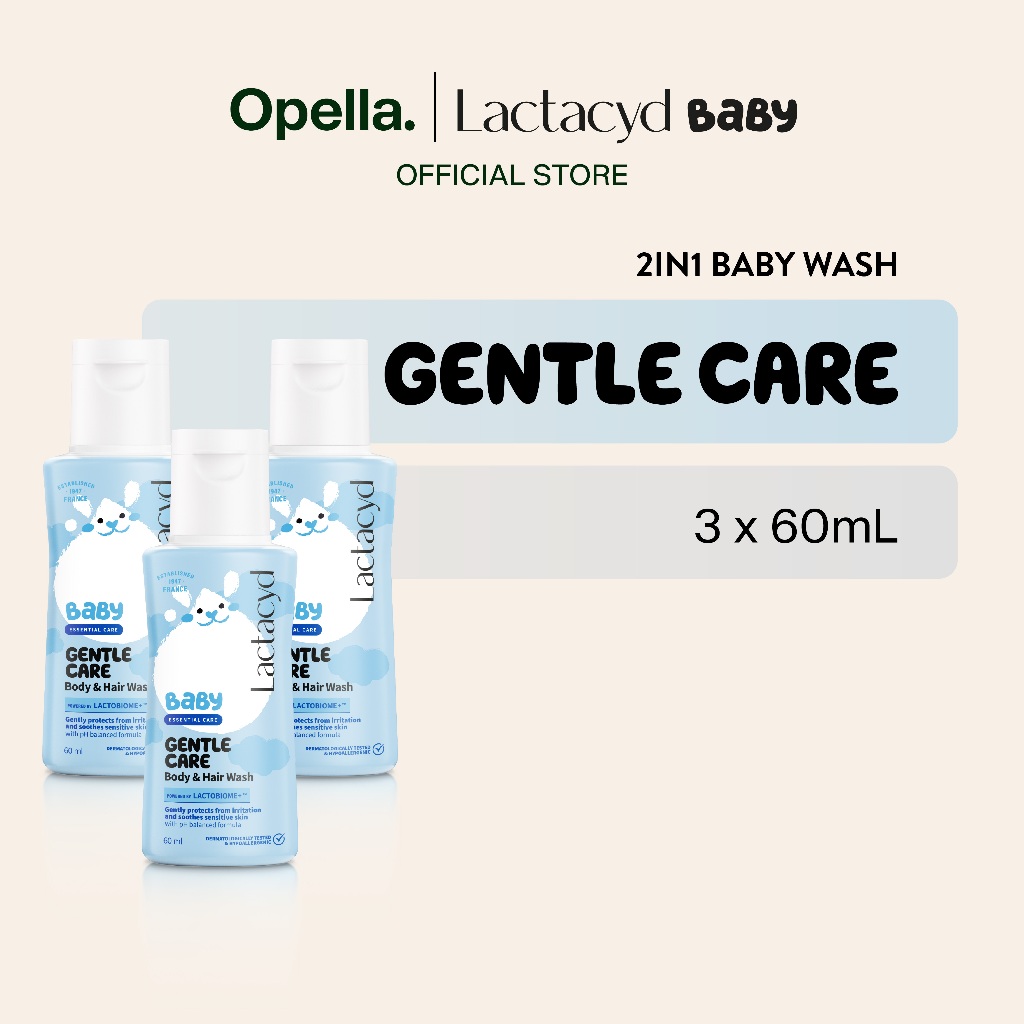 Lactacyd Baby Gentle Care 2in1 Body Wash and Hair Shampoo 3x60mL - Sabun & Sampo Bayi Melindungi dar