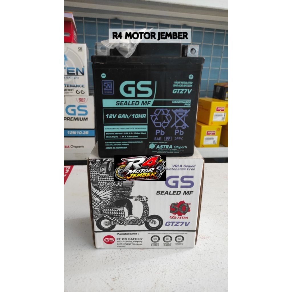 AKI KERING SEPEDA MOTOR GTZ7V GS ASTRA 6 Ah ORIGINAL