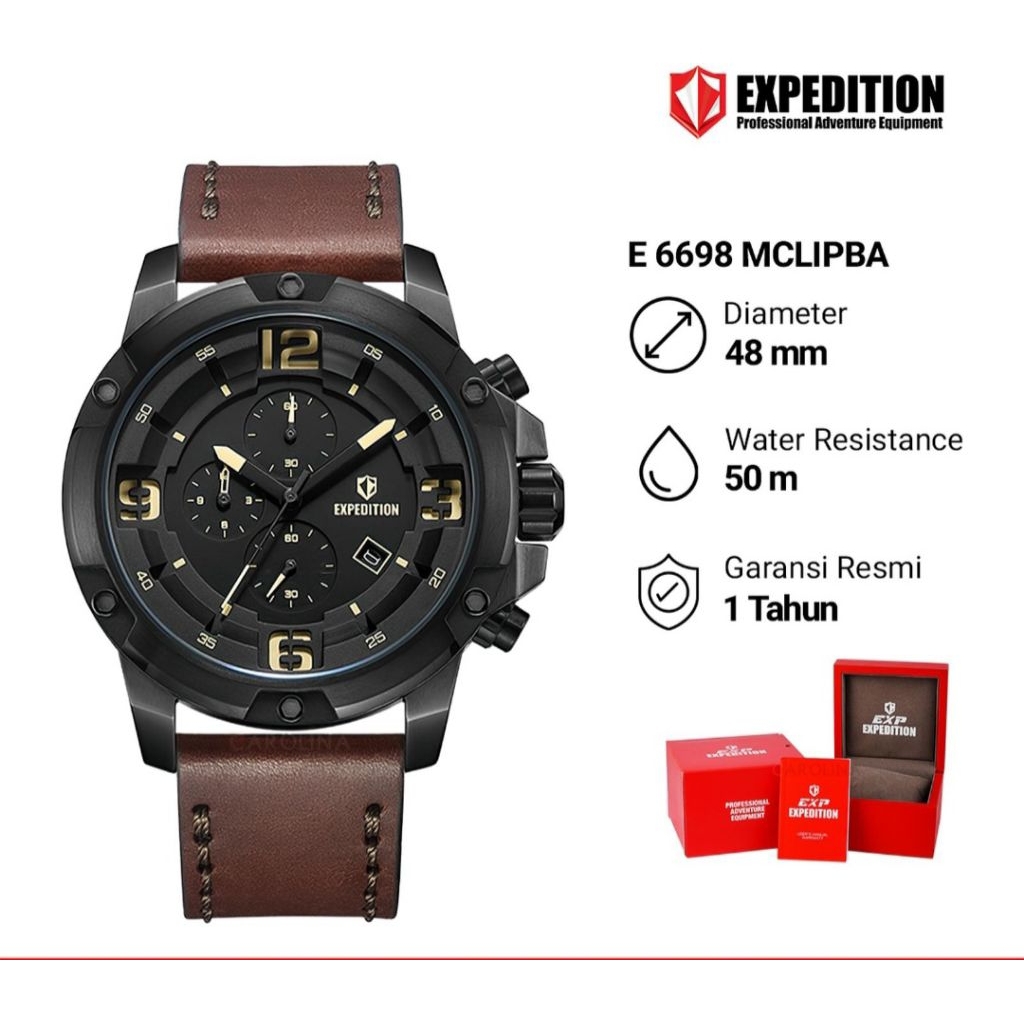 Jam Tangan Pria Expedition Leather 6698 E6698 E 6698 | Original