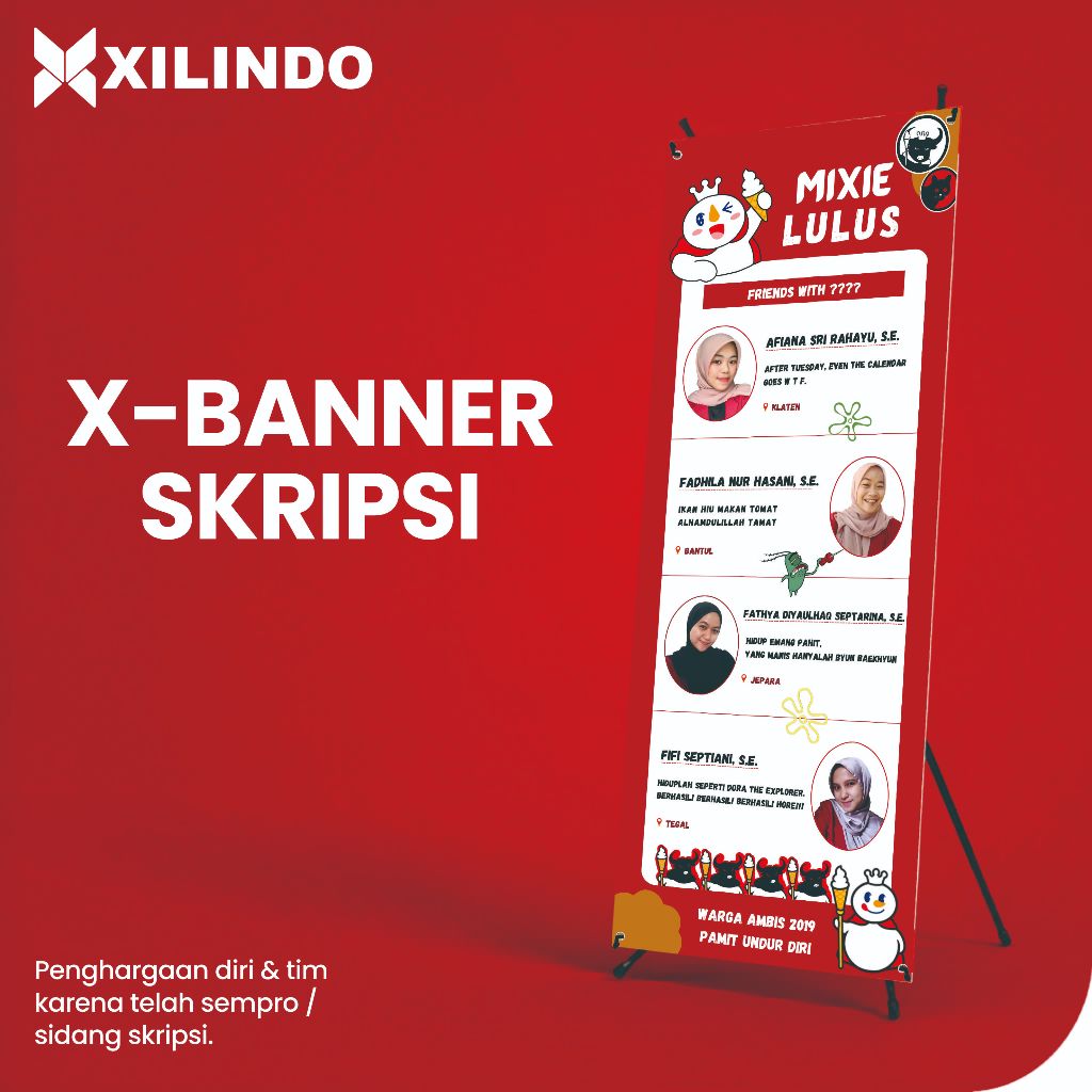 PAKET STAND BANNER XBANNER ACARA WISUDA KELULUSAN MOTIF MIXUE GRADUATION