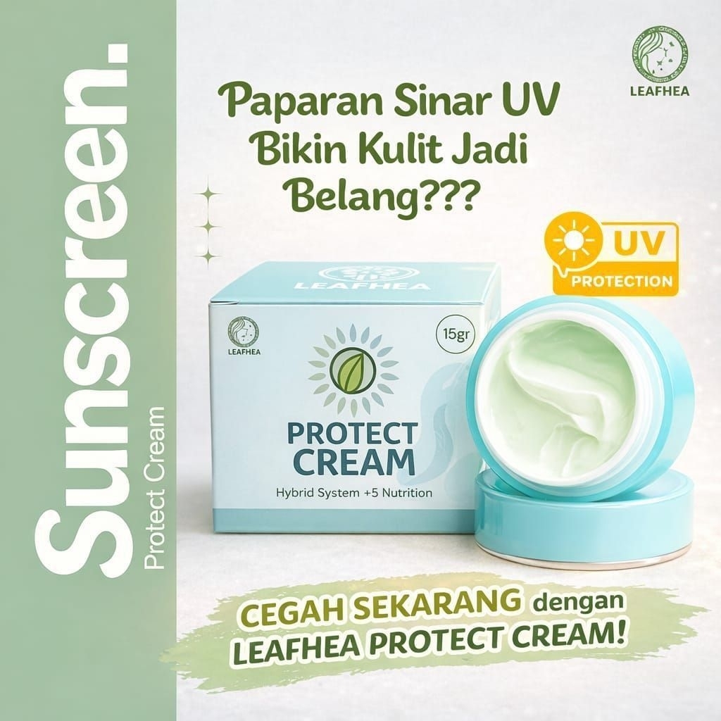 Protect Cream || Sunscreen Leafhea SPF 50 Bpom halal Original