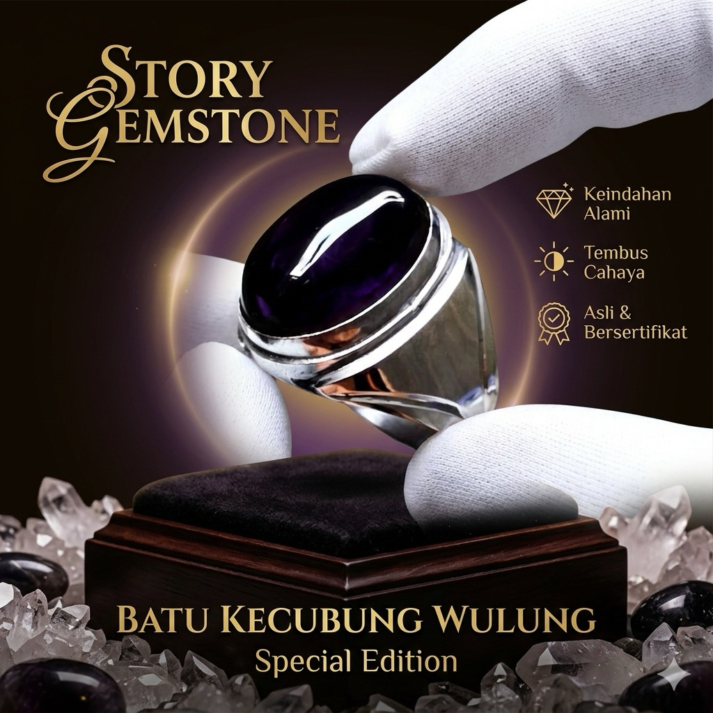 Batu Cincin Pria Kecubung Wulung Super Mewah Crystal HQ TERMURAH Asli kecubung