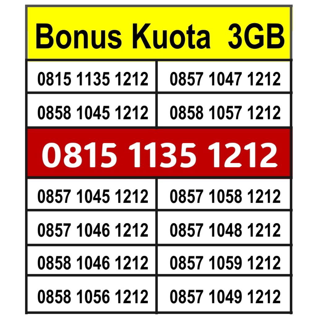 Kartu Perdana Nomor Cantik Indosat Ooredoo 1212