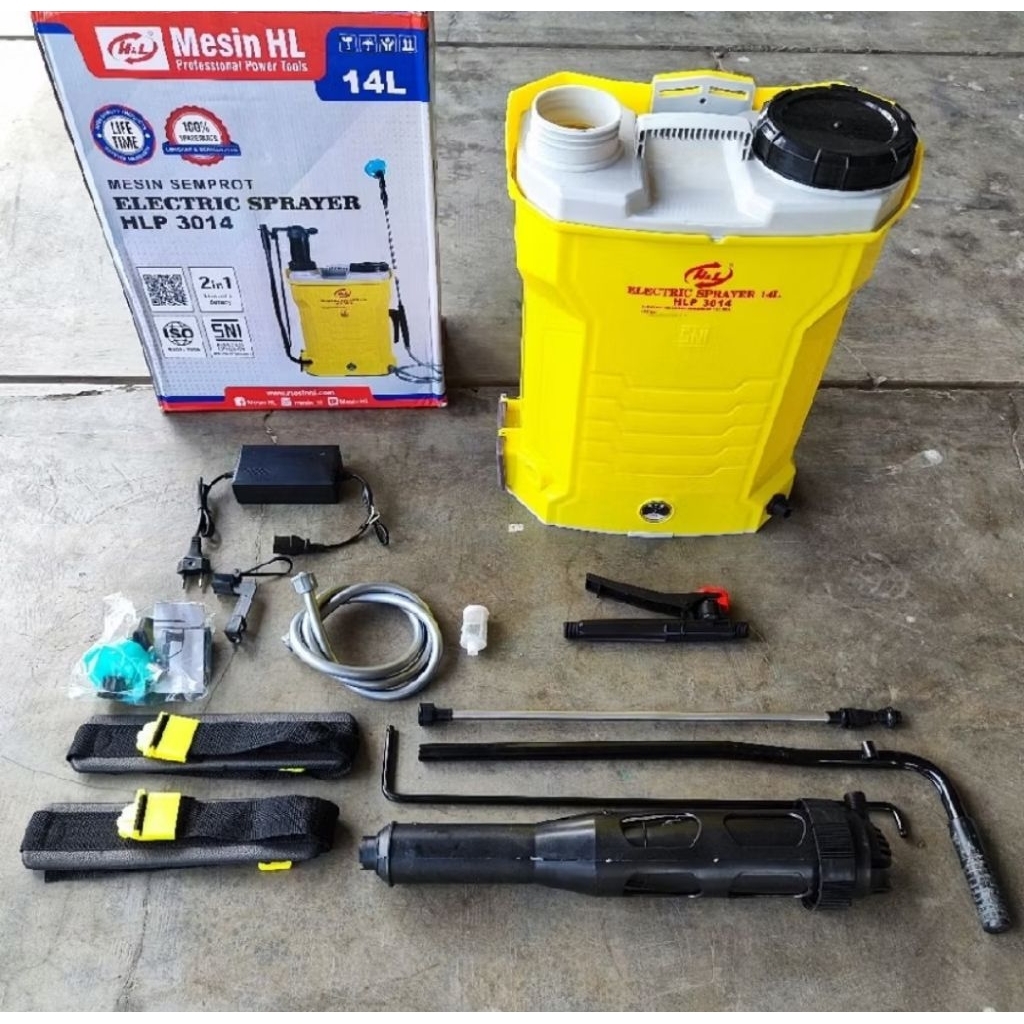 Sprayer H&L HLP 3014 Tangki Alat Semprot Obat Hama Manual Elektrik Cas Charger Battery 2 in 1