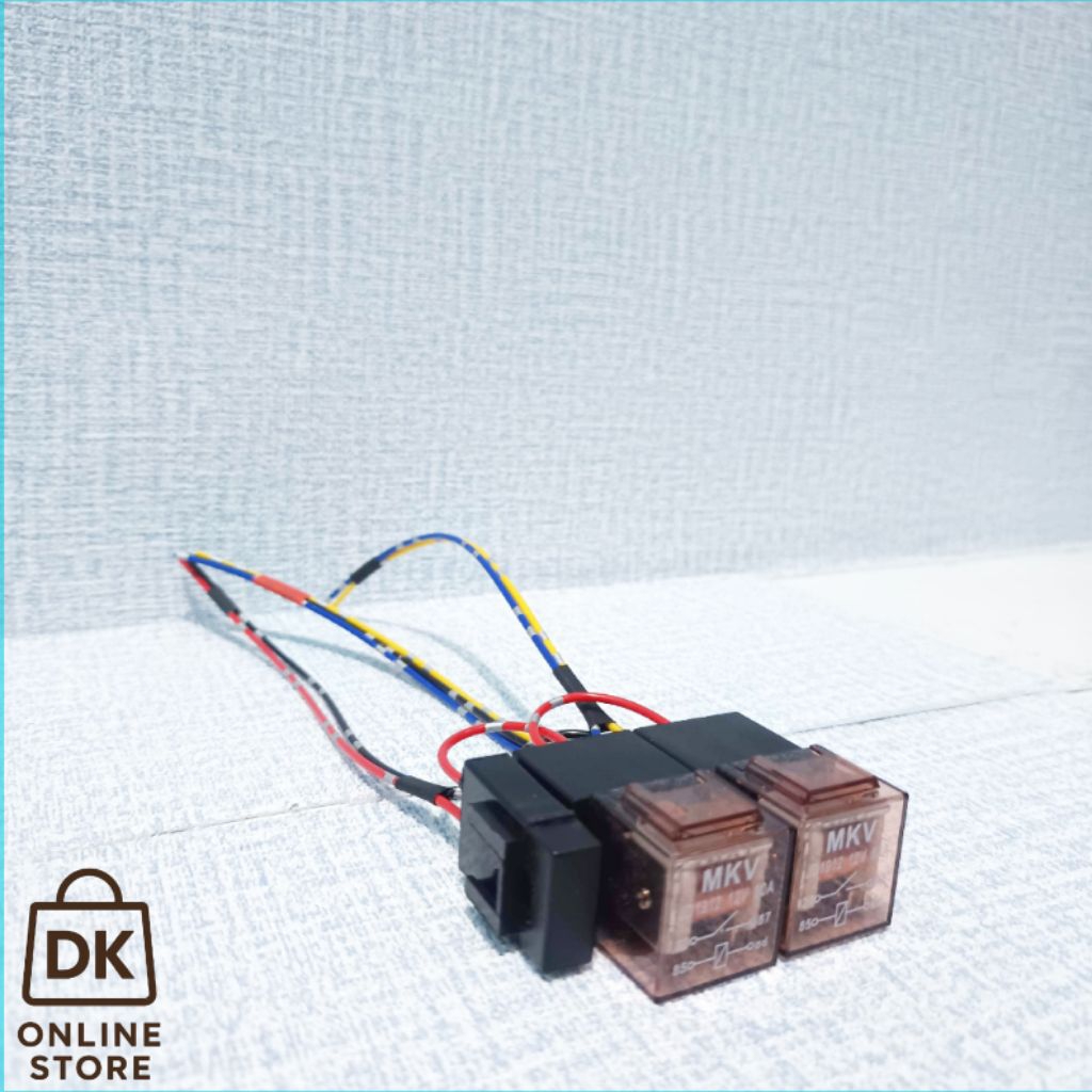 RELAY SET LAMPU TEMBAK D2 LASER KLAKSON 2 CHANNEL PLUS RELAY