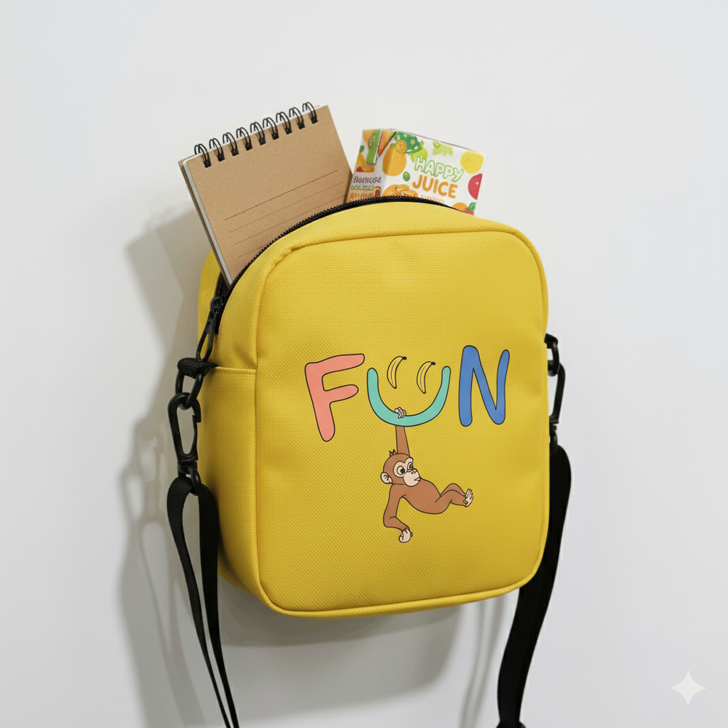 Tas Selempang Anak Gambar Monyet Lucu Tas Ngaji/Sekolah Anak Uniseks Tas TK Dan SD