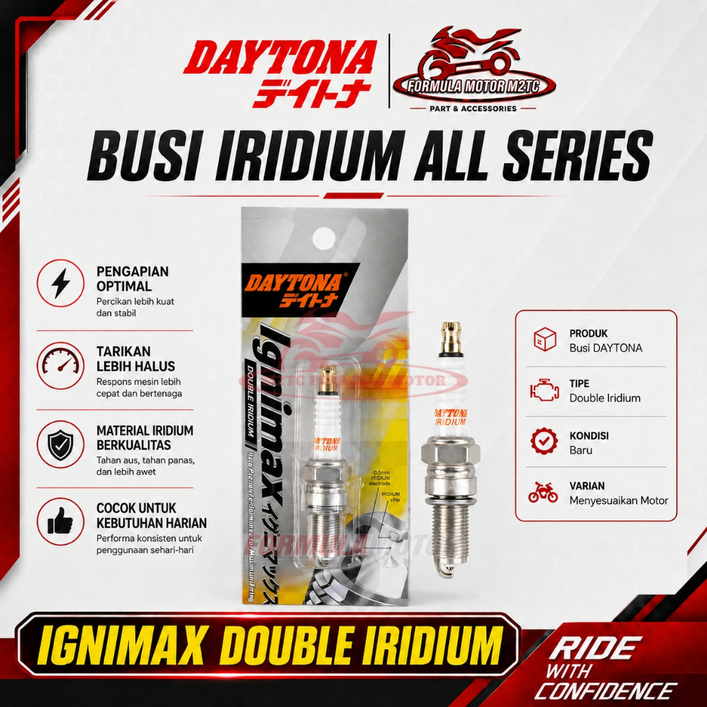 Busi Iridium Daytona Racing Ignimax Double Iridium Spark Plug Original Asli [CPR6EA-9 CPR9EA-9 CR9E