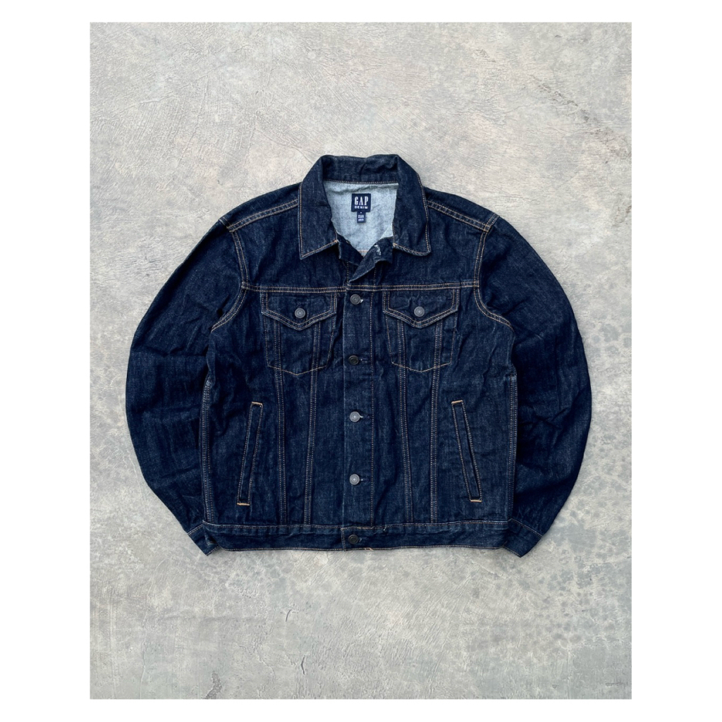 GAP for good Raw Denim Jacket Trucker Jeans Deep Indigo est.1969 Made in Pakistan Boxy