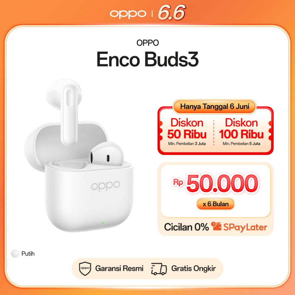 OPPO Enco Buds3 True Wireless Earbuds [Half In-ear Ergonomic Design, 48 Hours Long Battery Life, AI 