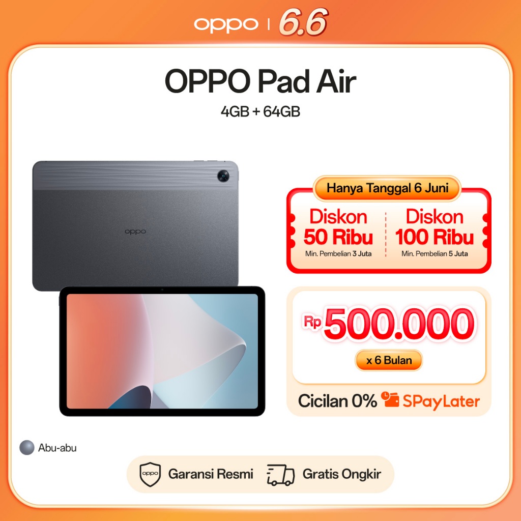 OPPO Pad Air 4GB/64GB [2K HD Eye Protection Screen, Ultra Slim & Lightweight, Multi-Screen Connect]