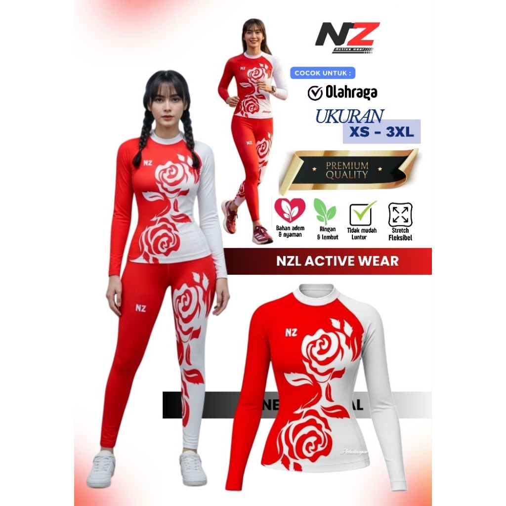 Baju olahraga wanita SXB sport long Sleeve and legging || baju stelan olahraga wanita sport wear edi