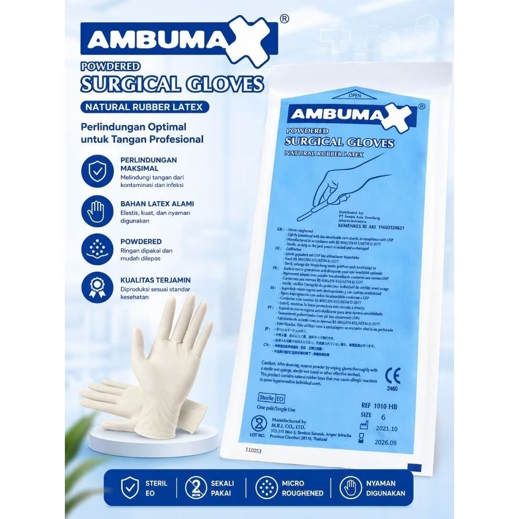 Sarung tangan surgical Obgyn Sterile Gynaecology latex panjang terbaru karet sterile seterile e-care