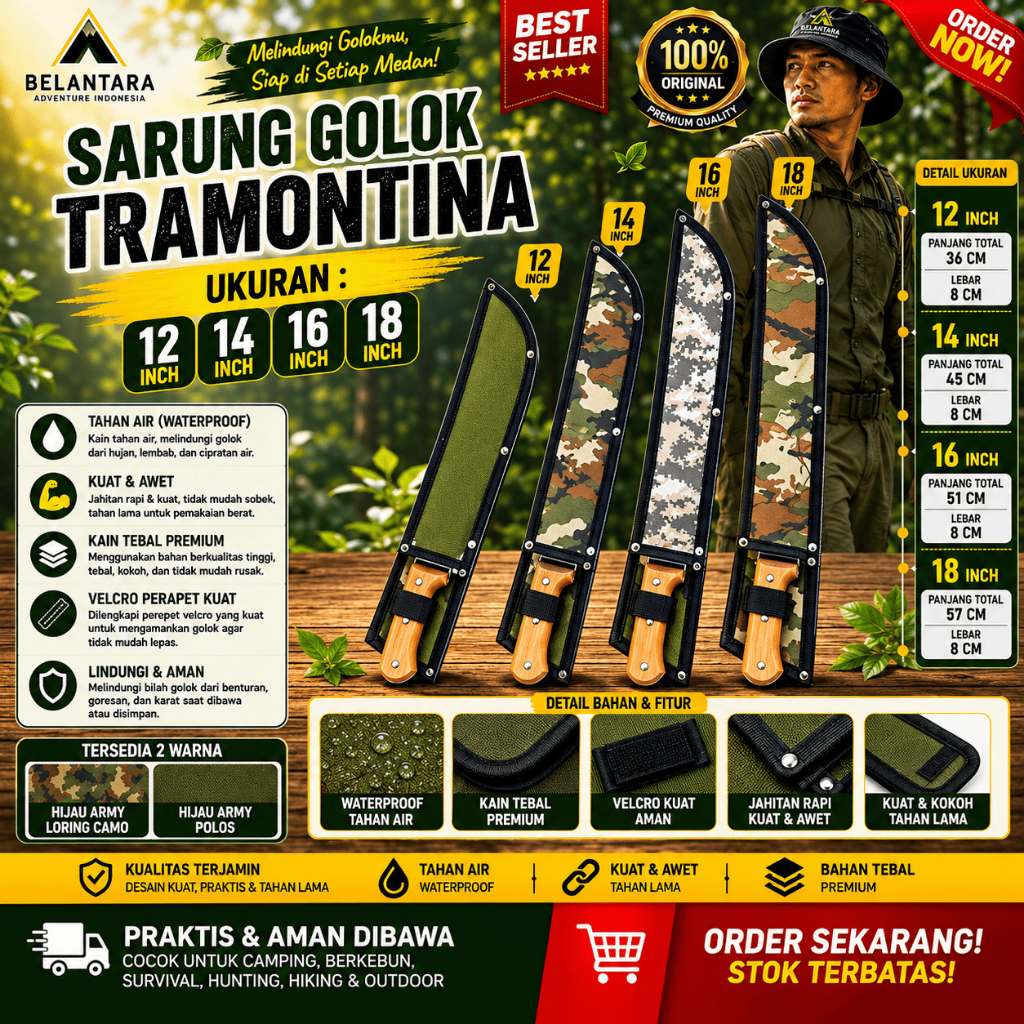 sarung golok survival cover sarung tramontina 12 inchi