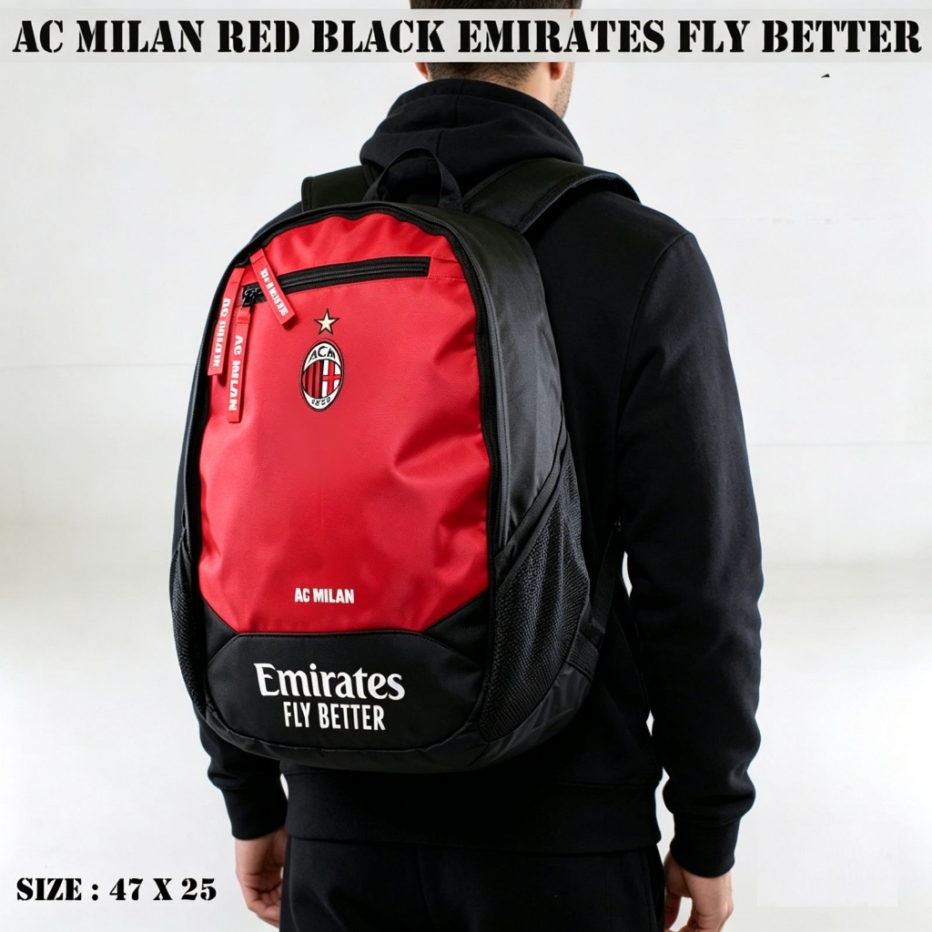 TAS GENDONG AC MILAN - BACKPACK KLUB BOLA AC MILAN - TAS LAPTOP LIGA ITALY AC MILANL