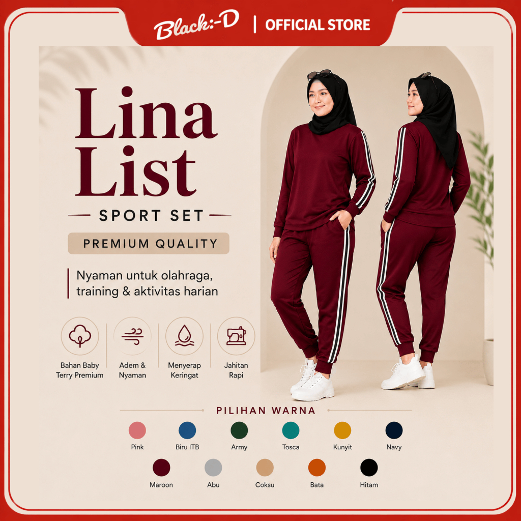 Setelan Training Olahraga Senam Wanita Lengan Panjang Nyaman Stylish Modis Adem