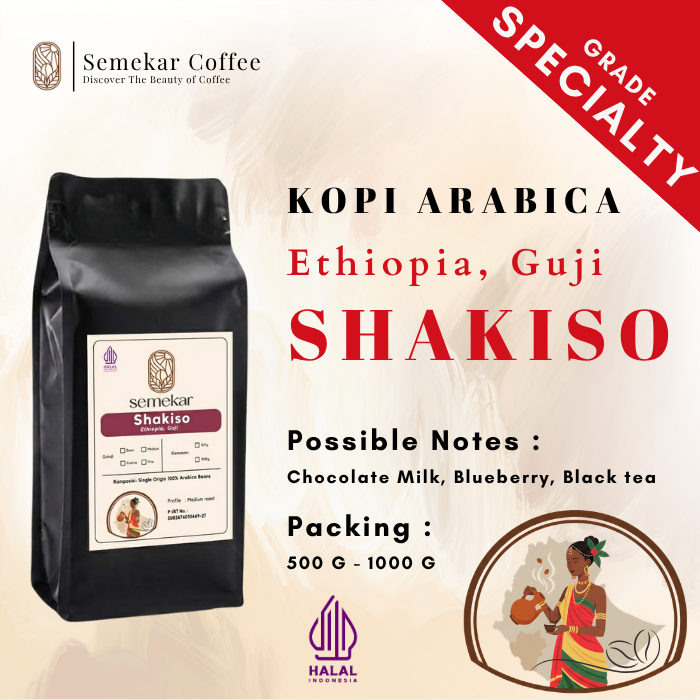 Semekar Coffee - Biji Bubuk Kopi Arabika Ethiopia Guji  Shakiso Fresh Roasted Beans - 500G & 1000G