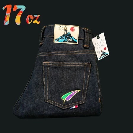 RAW DENIM SELVEDGE 17 OZ ARTIKEL SAMURAI OKINAWA COLOR WEFT ACCENT SELVEDGE