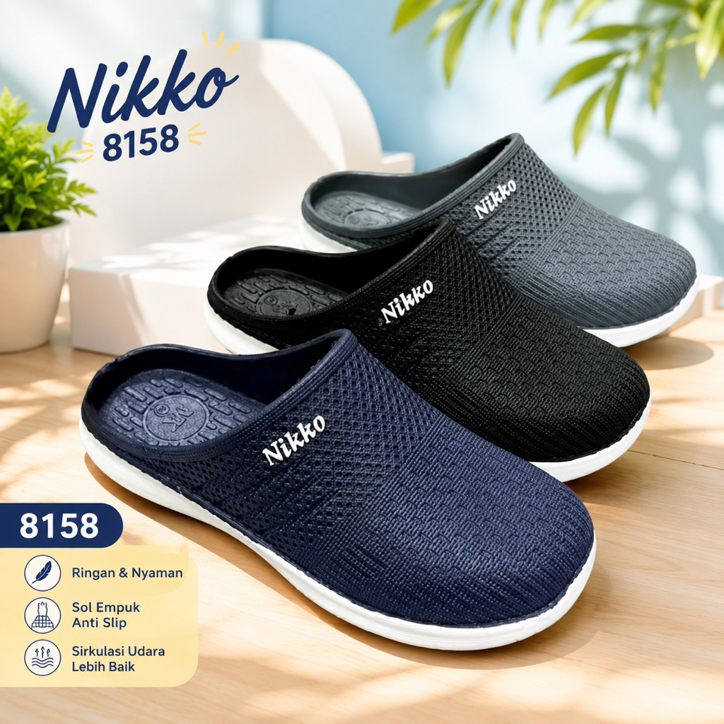 NIKKO 8151 Sandal sepatu Baim nikko Sandal pria Nikko 8151 sandal bakpao Tali belakang sandal slop p
