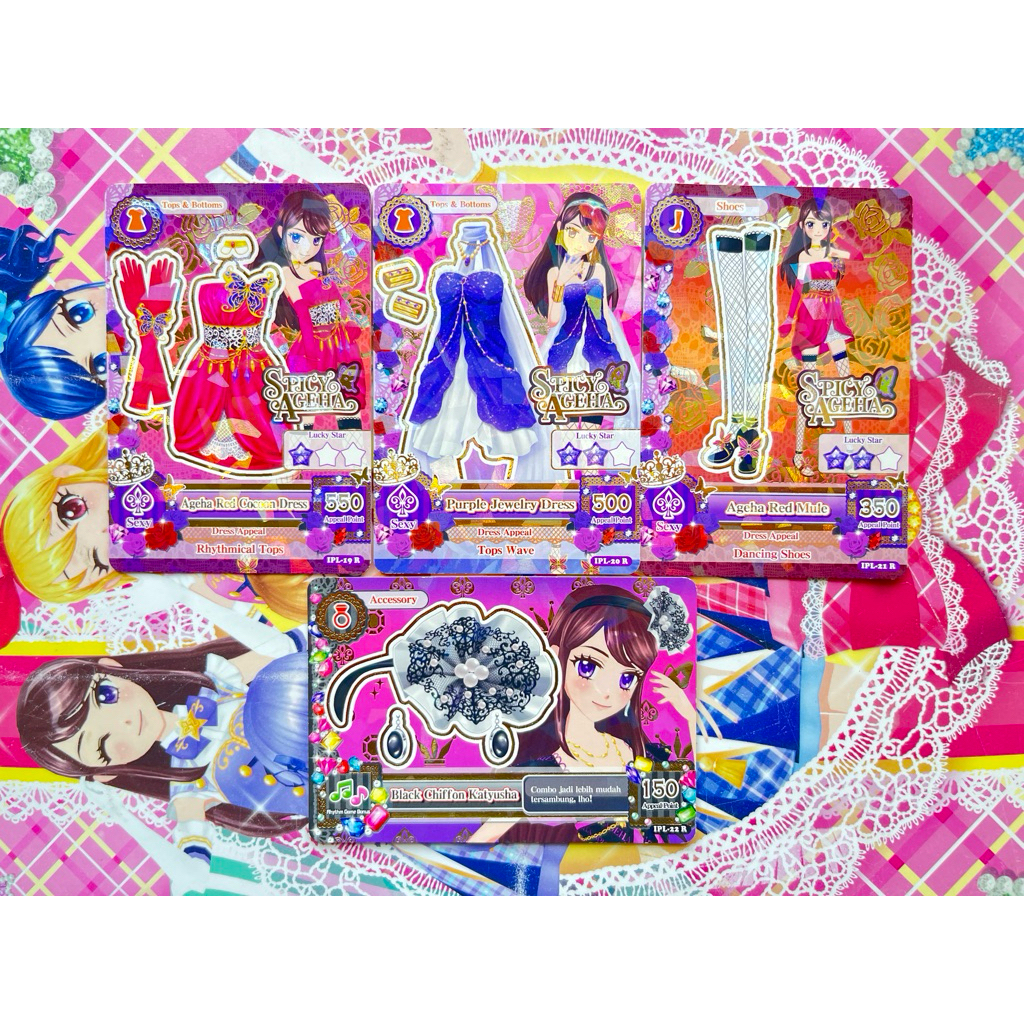 Kartu Aikatsu Rare Seri 1 IPL Beta Ran Shibuki Ageha Red Cocoon Set Spicy Ageha Original Langka Rare