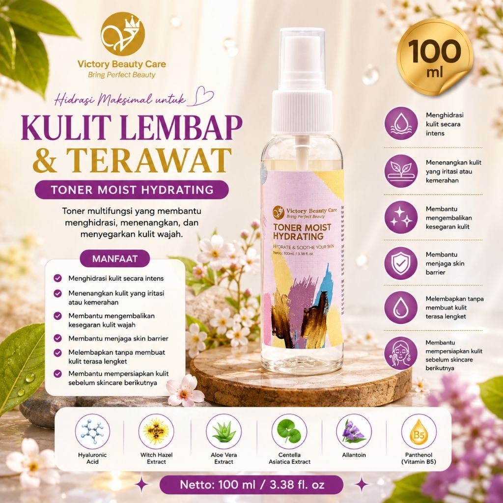 VBC Toner Moist Hydrating 100ml | Toner Melembapkan, Menenangkan & Skin Barrier Care