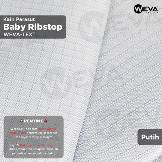 BABY RIBSTOP Bahan Kain Micro Ribstop Kain Jaket Parasut Waterproof Putih 8