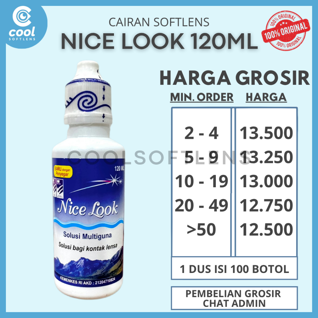 (HARGA GROSIR) Air Softlens NICELOOK 120ml / Cairan Softlens Nicelook 120 ML / Nice Look / Air Pencu