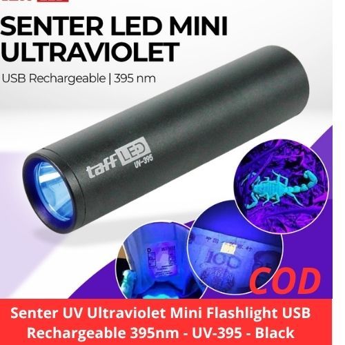 Senter UV Ultraviolet Mini Flashlight USB Rechargeable 395nm / Alat deteksi Uang palsu