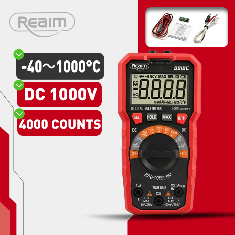REAIM Multitester Digital Otomatis 4000 COUNTS Avometer Digital Dapat Mengukur Suhu