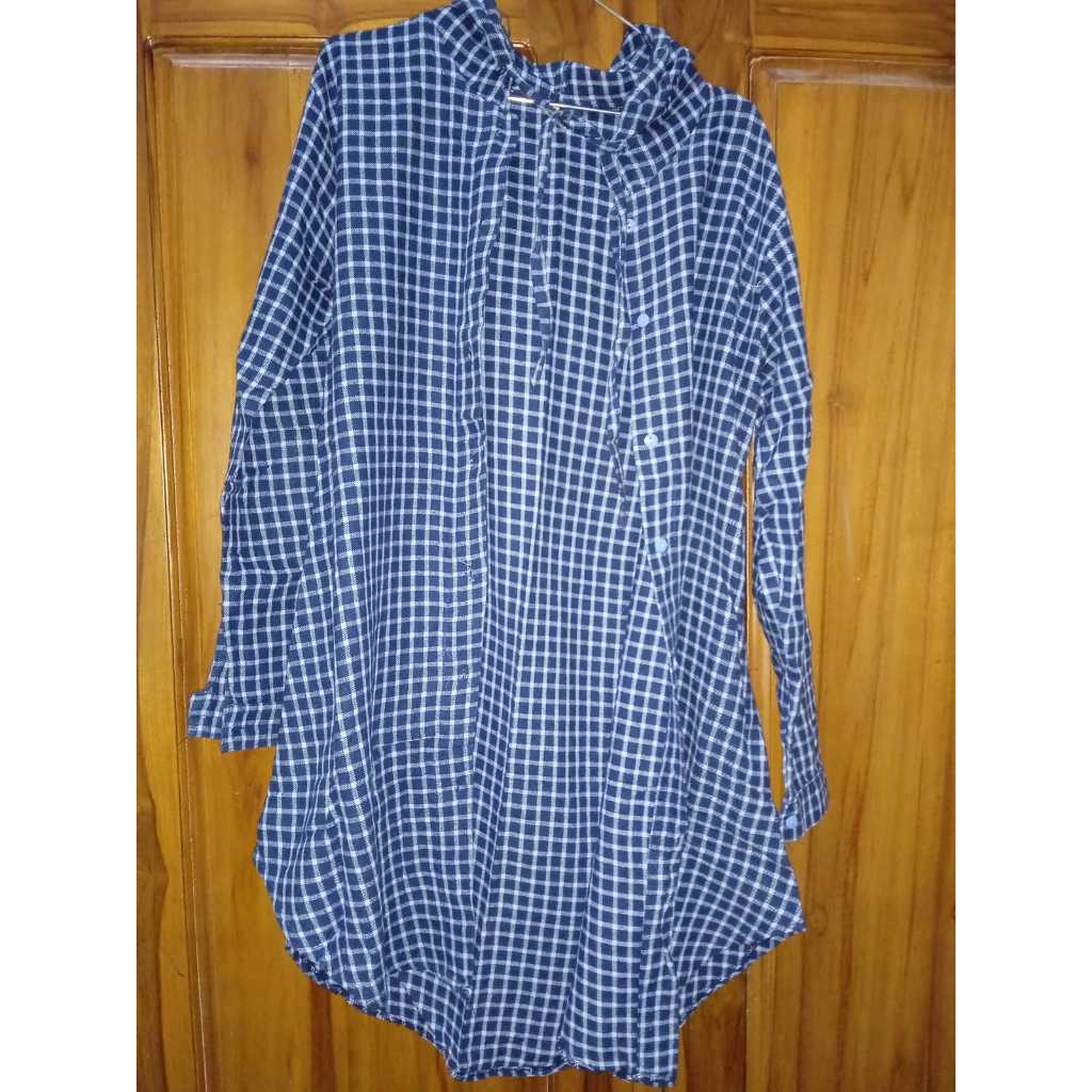 Preloved Long Cardigan Wanita Motif Kotak-Kotak | Outer Panjang | Casual