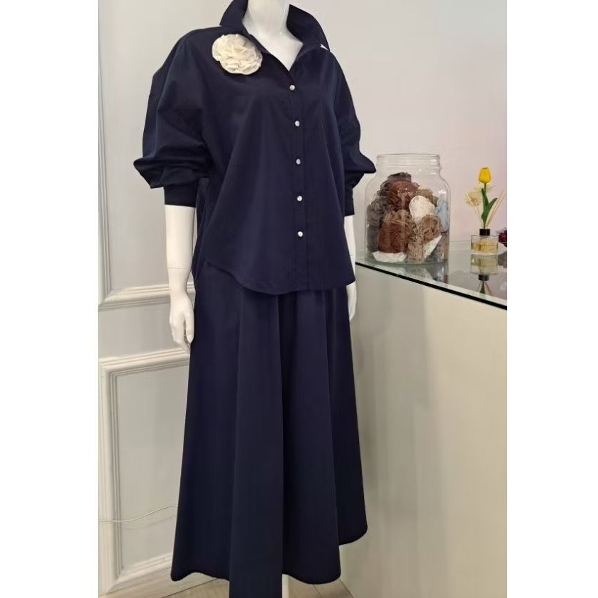 MABEL - KENDRA Midi A-Line Skirt / Rok Katun/ Rok Polos All-Size