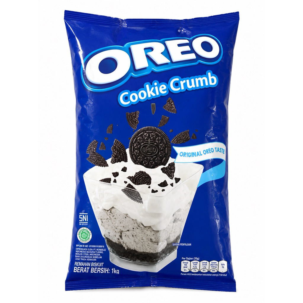 Oreo Crumb Cookie 1 KG - Bubuk Kasar Biskuit Asli, Tanpa Krim, Cocok untuk Toping