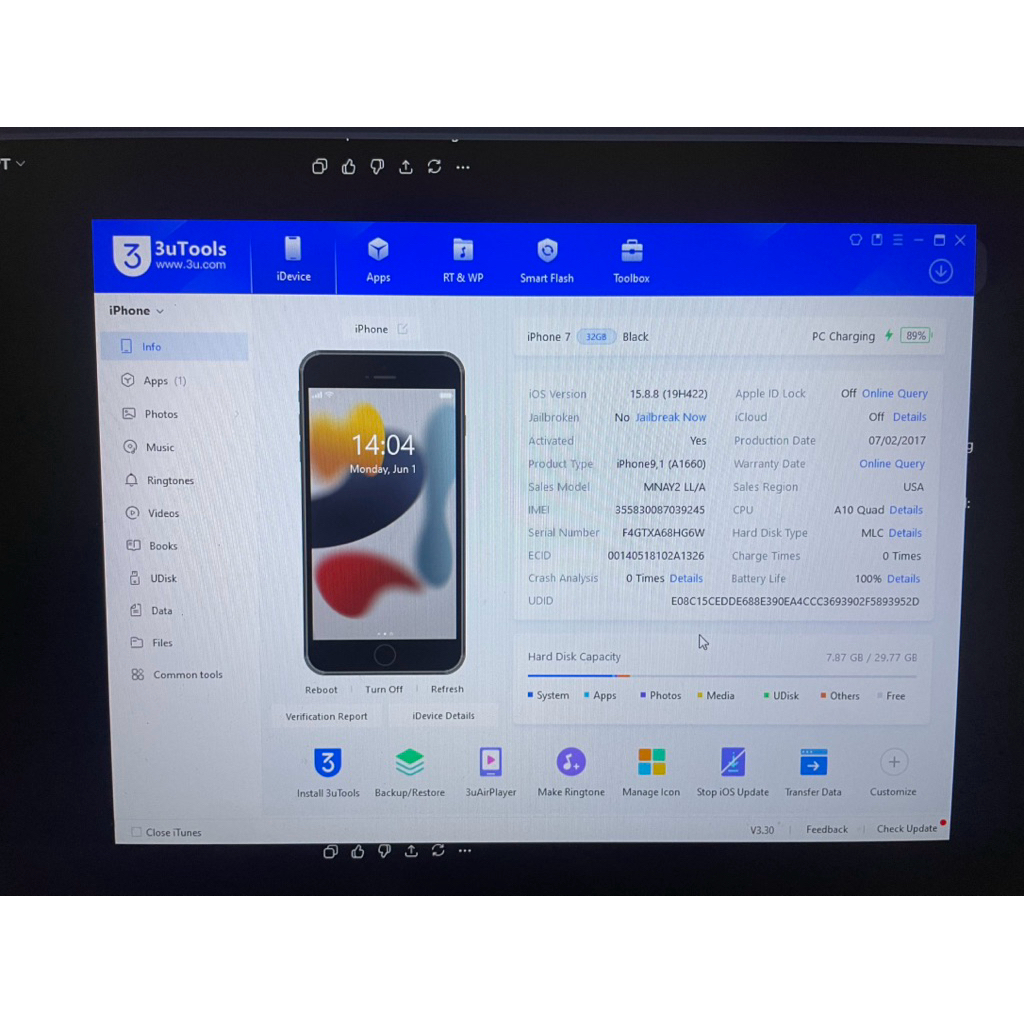 Mesin iphone 7 32gb bypass cell