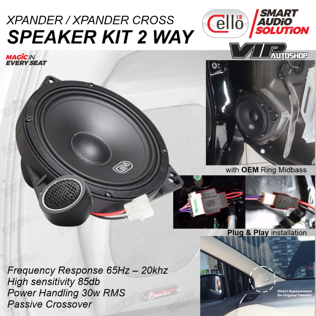 XPANDER / CROSS / LIVINA 2017-2026 Speaker 2 Way Depan Plug&play Audio Mobil Midbass Tweeter