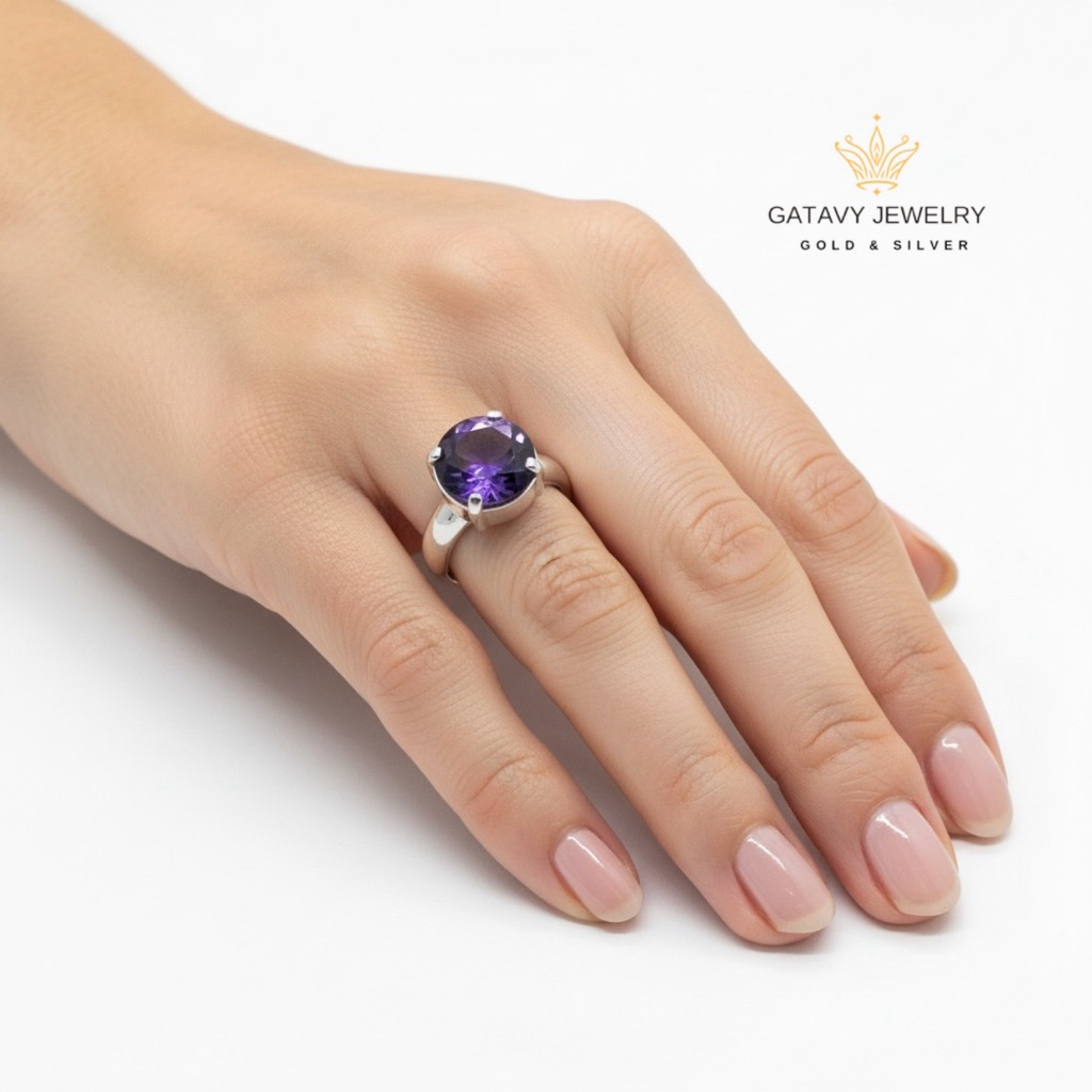 Cincin Perak 925 Dengan Permata Amethyst | Ring Silver 925 With Amethyst Stone | Gatavy Jewelry | GJ