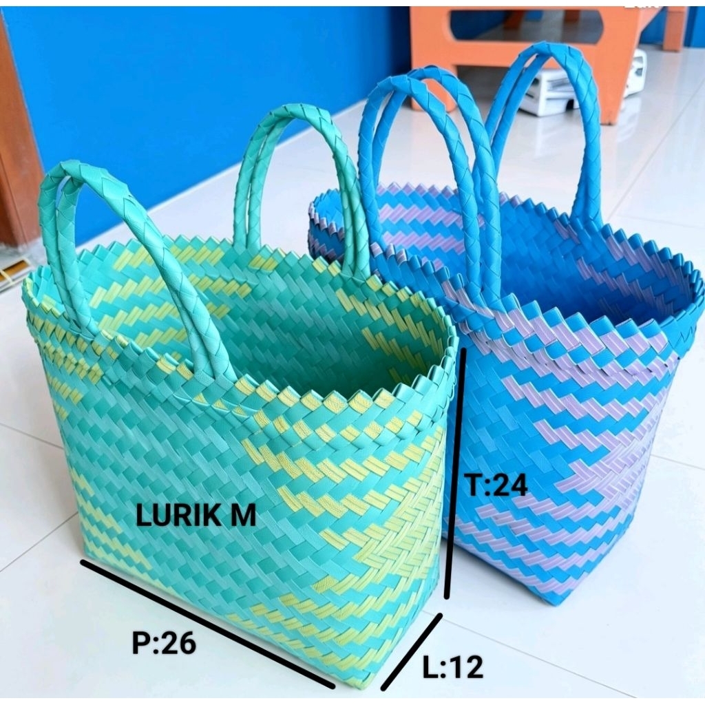 Tasanyam Lurik Sedang / Tas Anyaman Lurik M /Tas belanja / Tas Sembako /Tas Tahlil/ Tas parchell